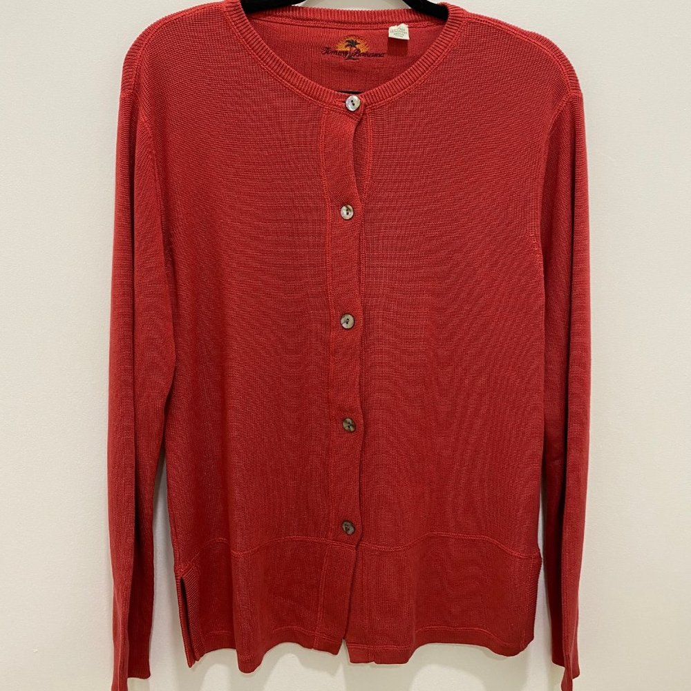 Tommy Bahama Silk Red Cardigan